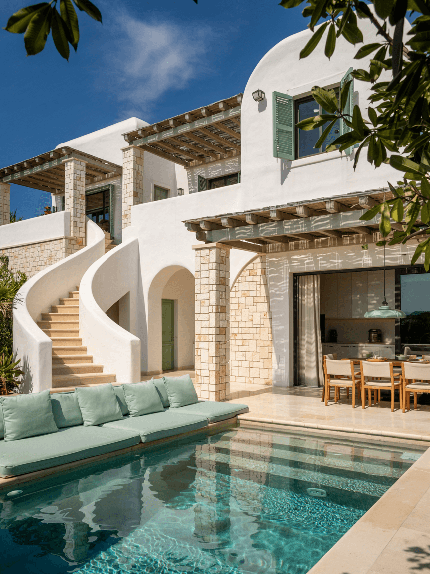 9 Mediterranean Luxury Pool Villas with Natural Stone Aesthetic ...