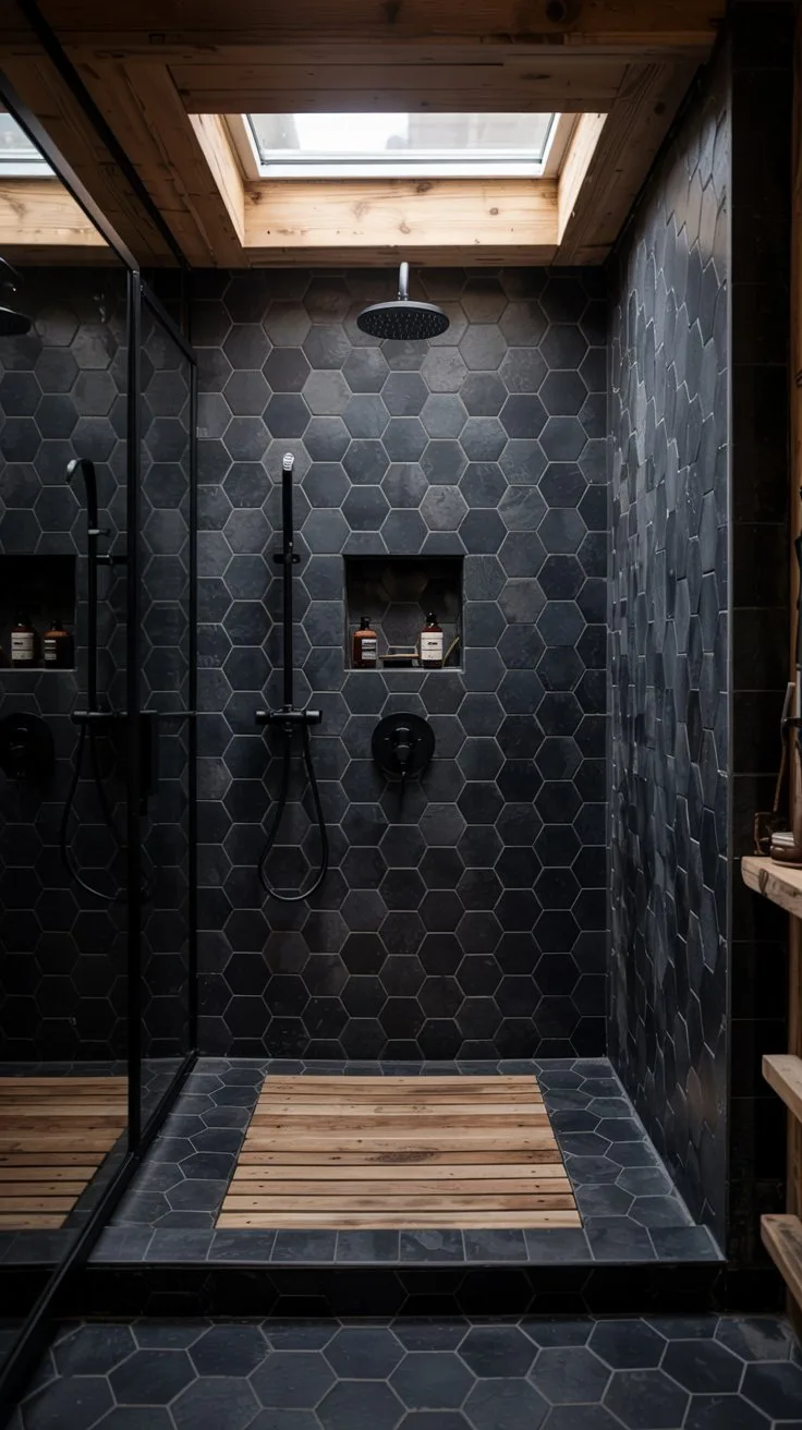 16 Modern Black Bathroom Shower Ideas