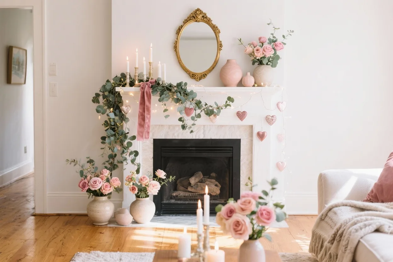 13 Valentine Mantel Decor Ideas That Turn Your Fireplace Into a Focal Point