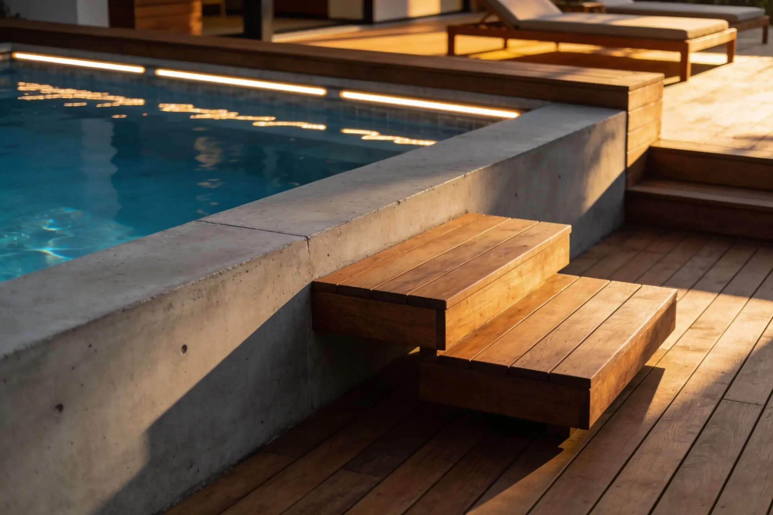 10 Modern Above-Ground Pools Styled with Concrete & Wood: Luxe Backyard Ideas