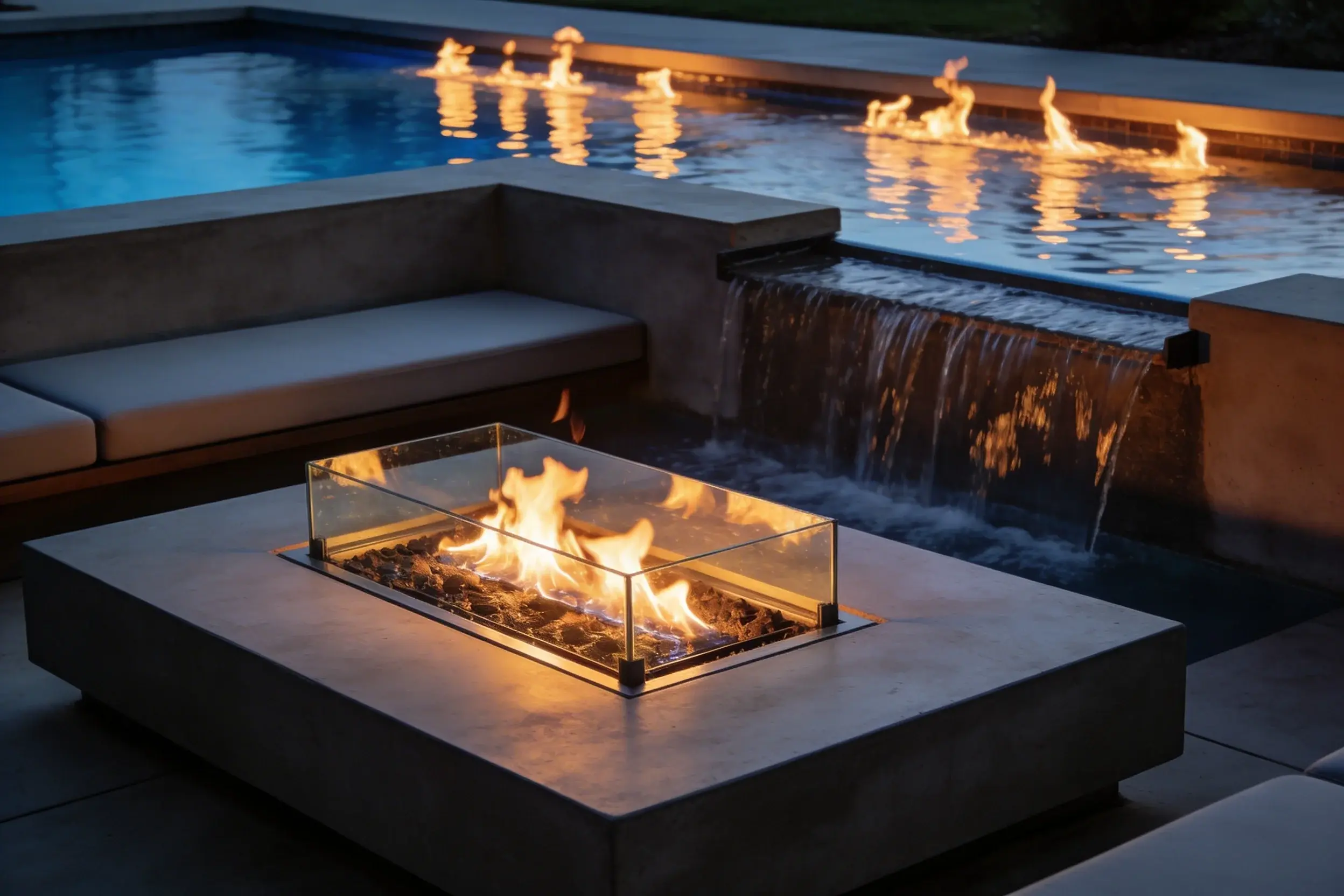 10 Concrete Patio Ideas with Water & Fire Features That Wow