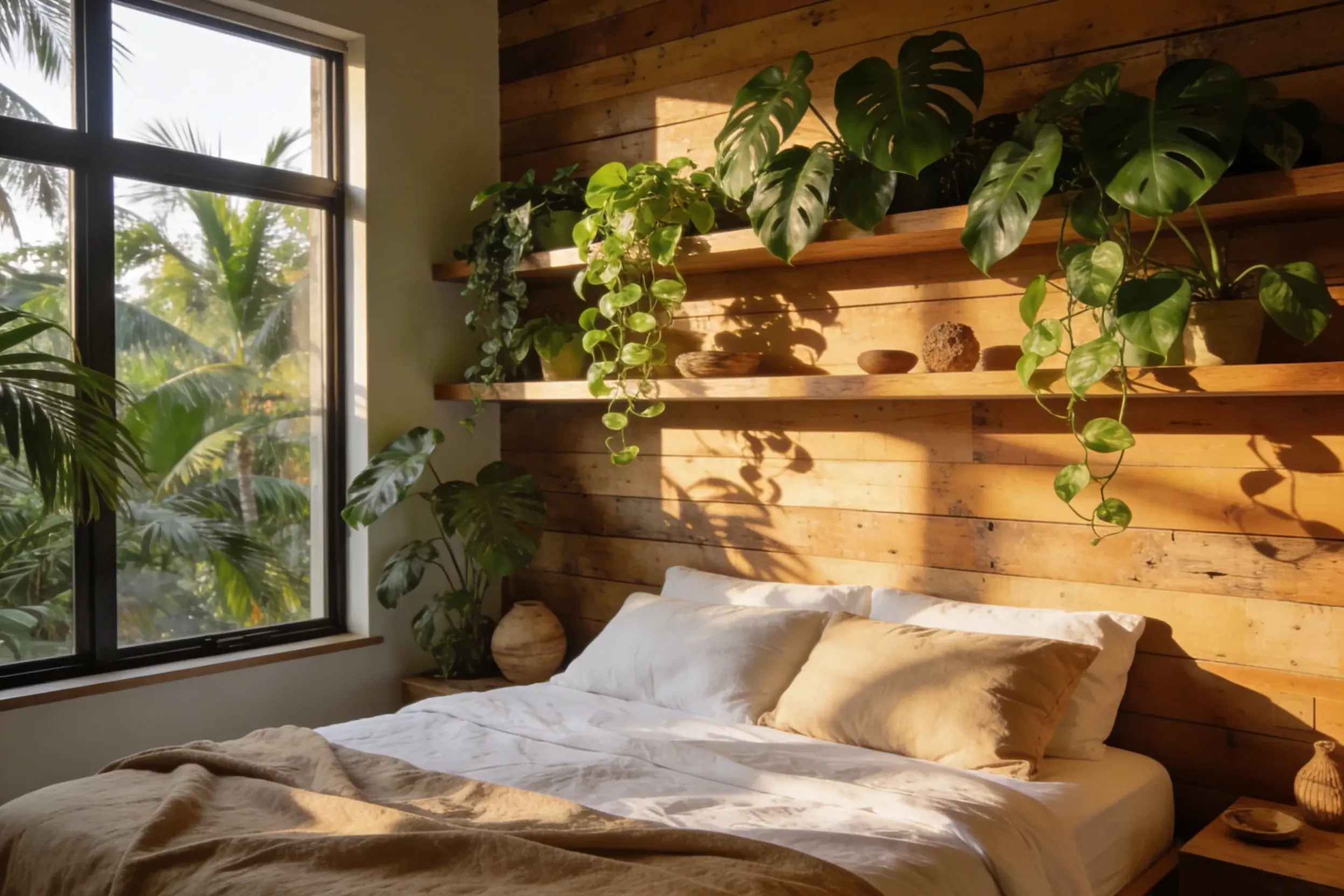 14 Modern Tropical Bedroom Ideas with Wood and Plants: Lush & Cozy