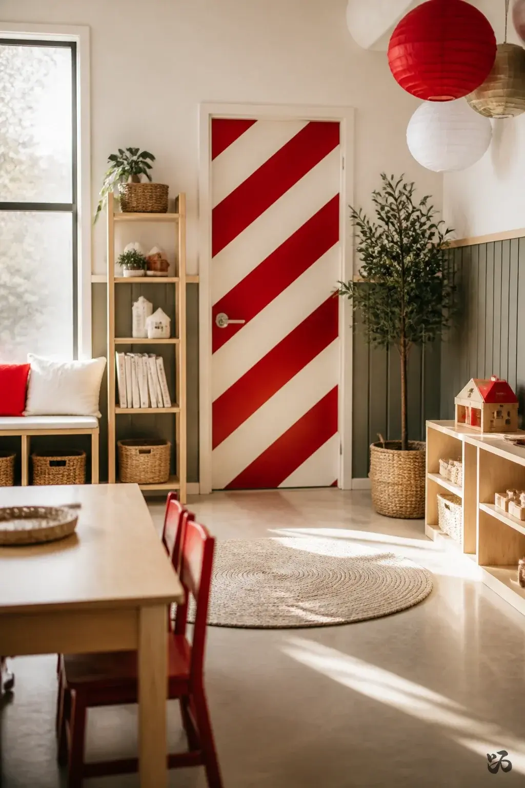 Candy Cane Strips in the Hallway Border, christmas classroom door idea for preschool