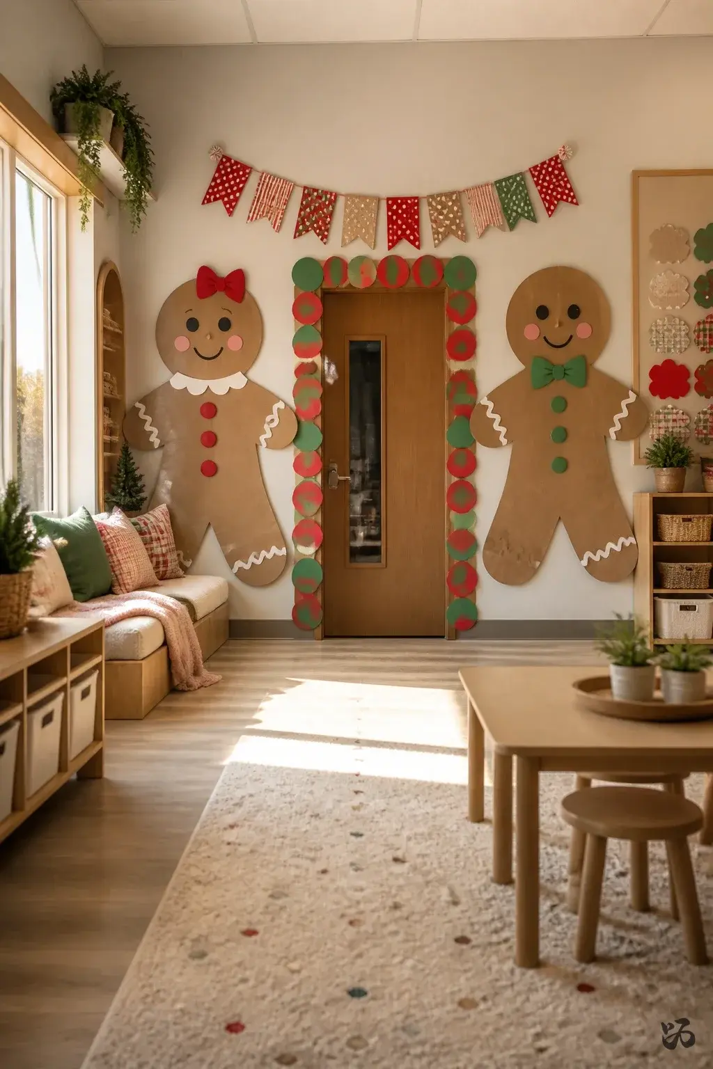 Gingerbread Family Door Duo, christmas classroom door idea for preschool