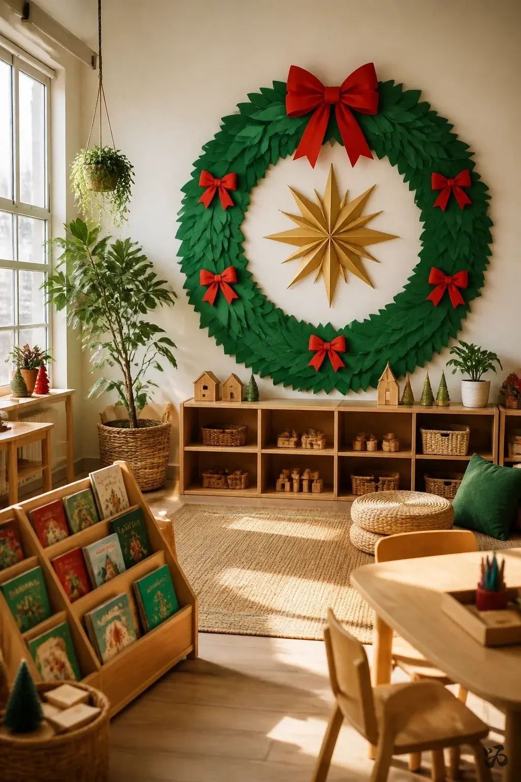 Wreath Door Greeting, christmas classroom door idea for preschool