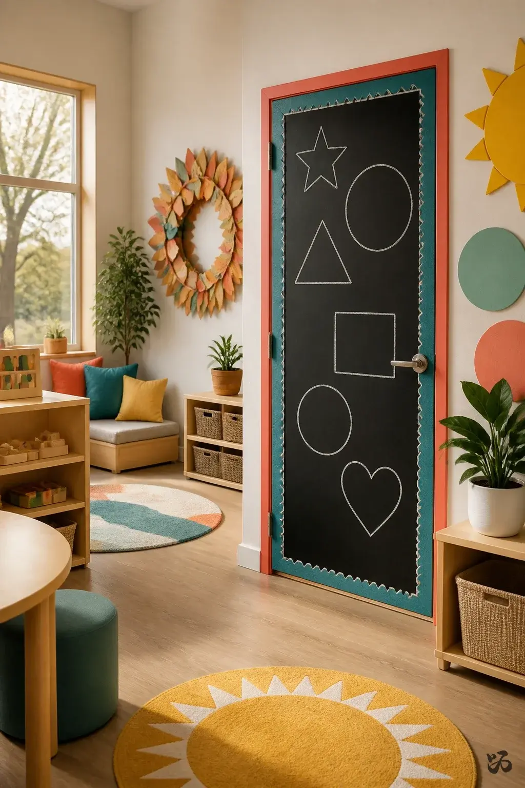 Festive Chalkboard Door, christmas classroom door idea for preschool
