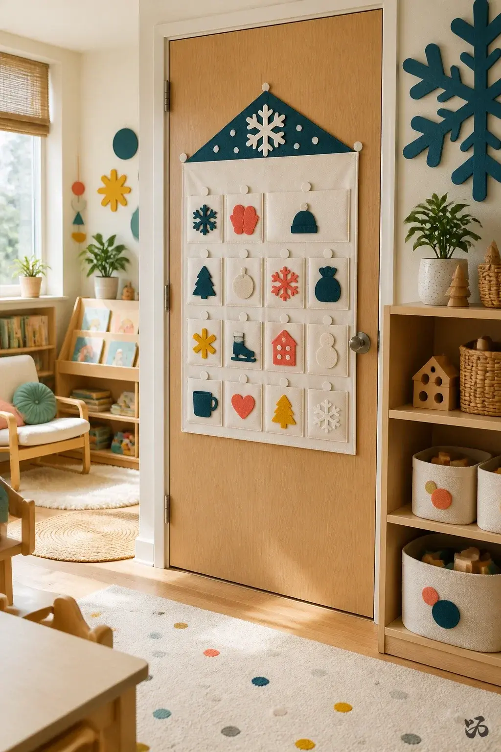 Winter Countup Door, christmas classroom door idea for preschool
