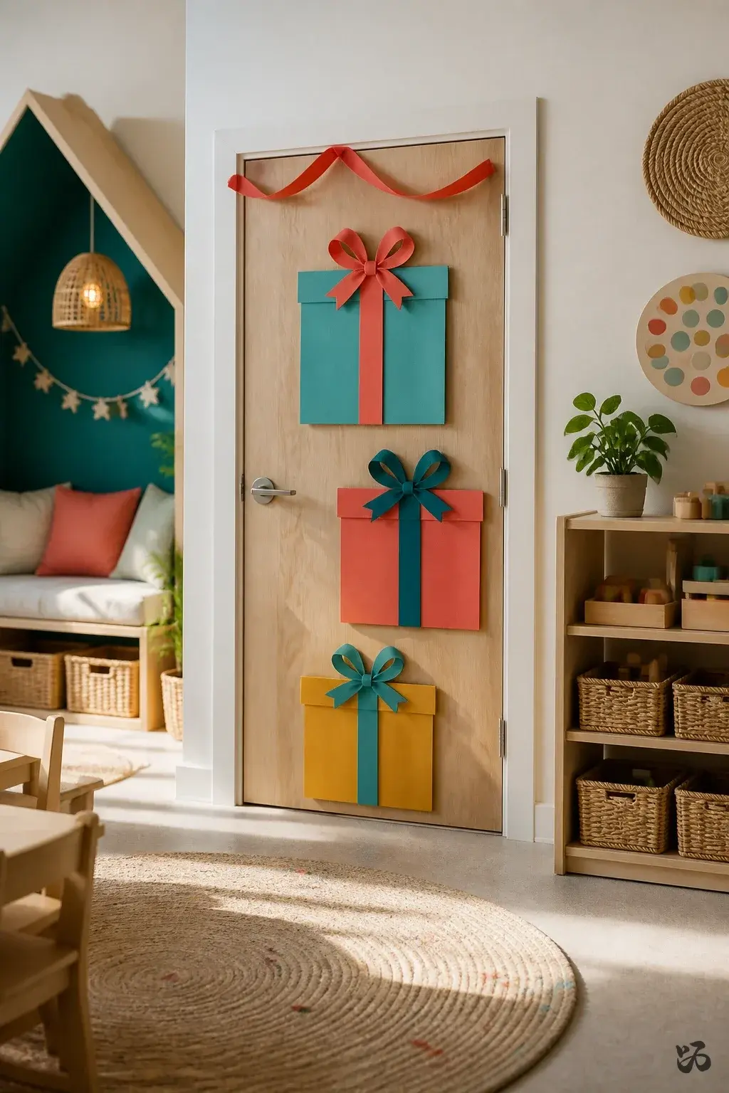 Gift Box Doors, christmas classroom door idea for preschool