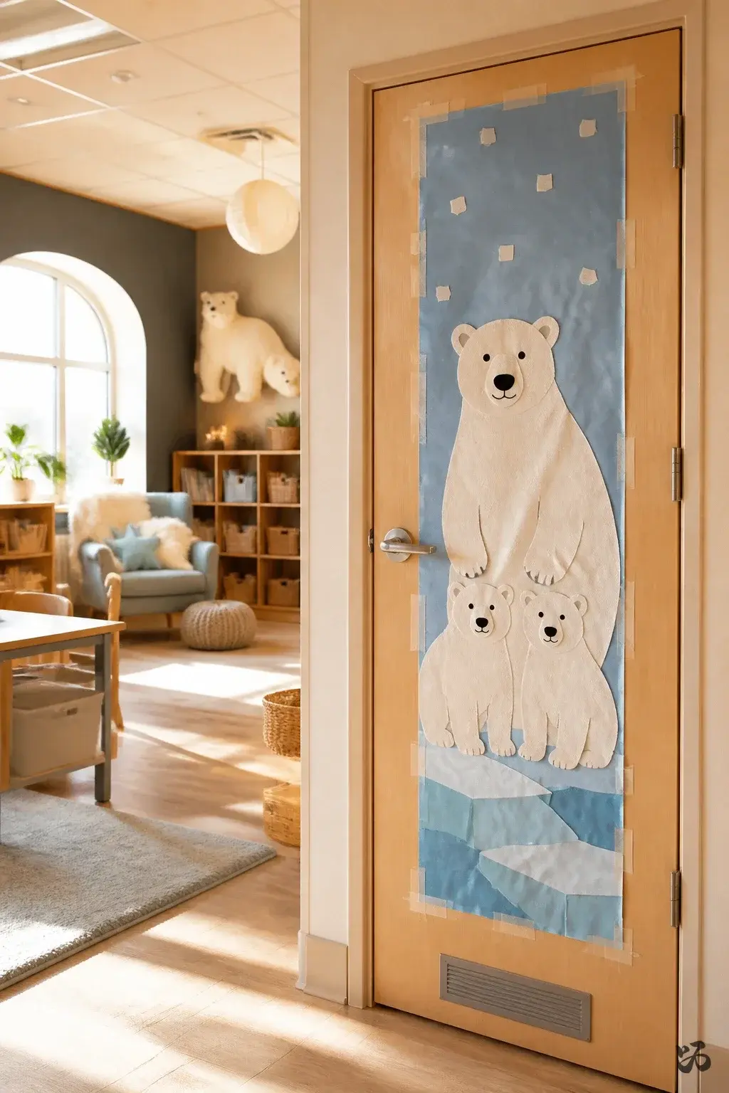 Polar Bear Family Door Guard, december bulletin board idea