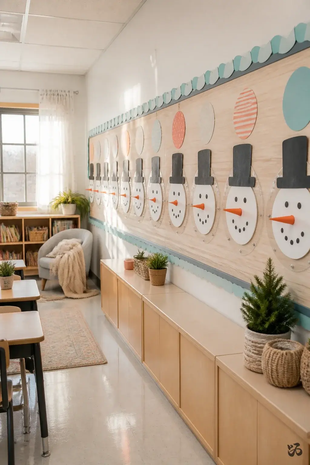 Kindness Snowman Path, december bulletin board idea