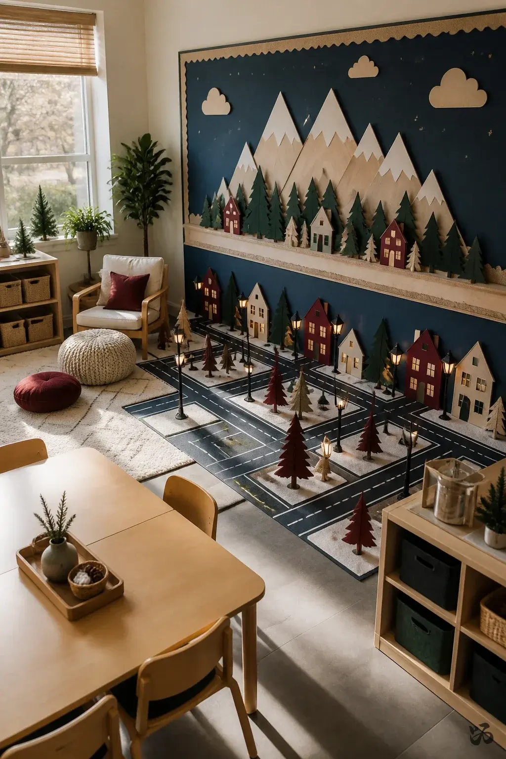 Mulled-Maple Snowy Street Grid, december bulletin board idea