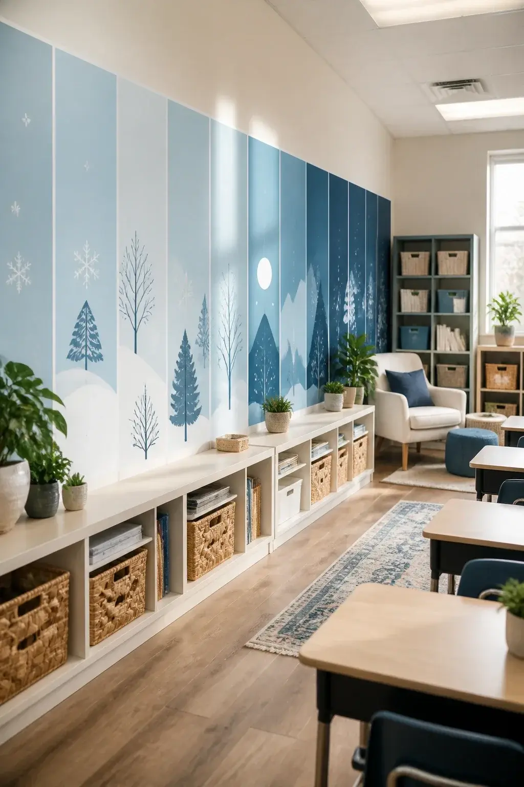 Winter Color Swatch Wall, december bulletin board idea