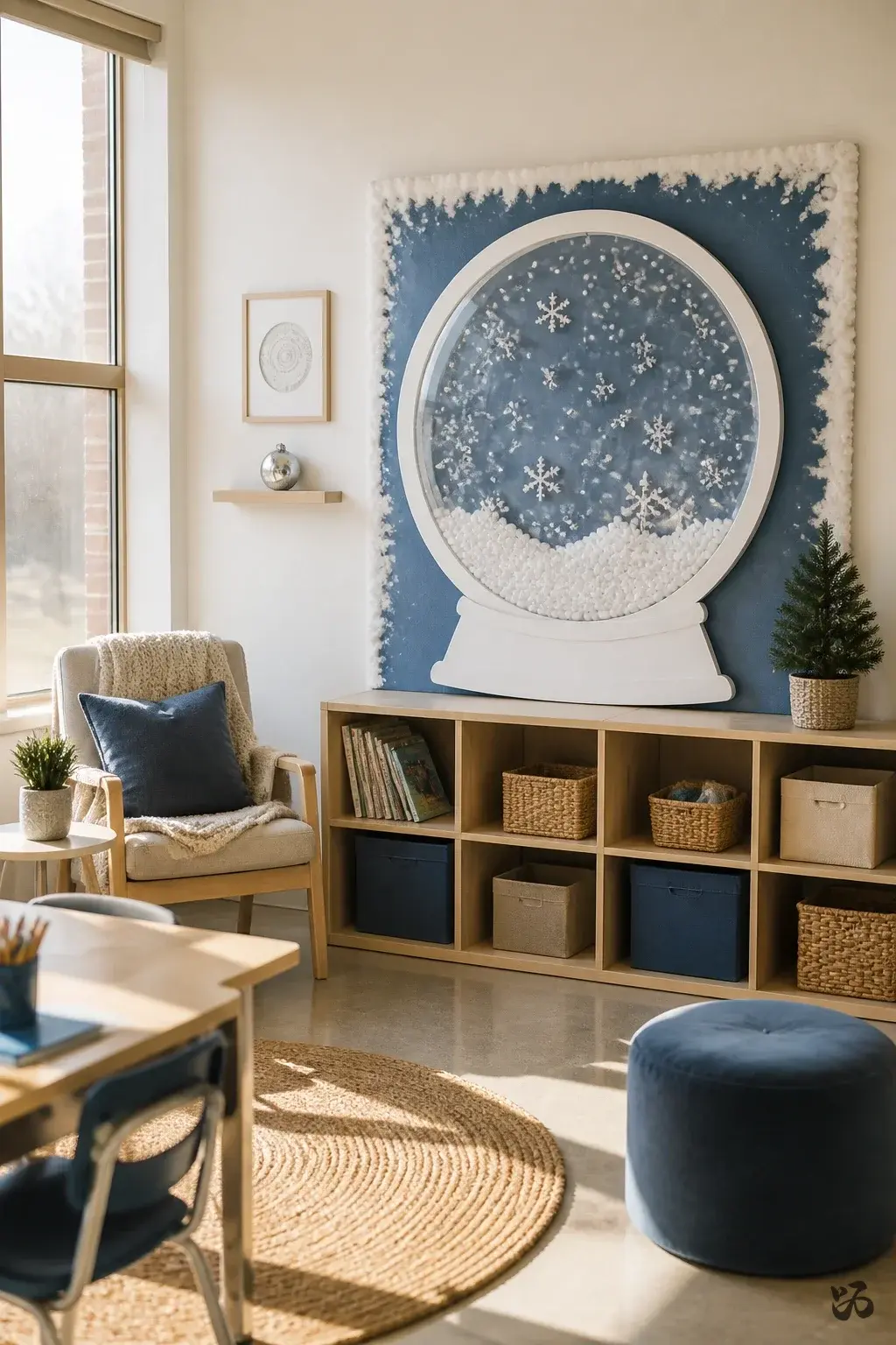 Snow Globe Scene, christmas bulletin board idea