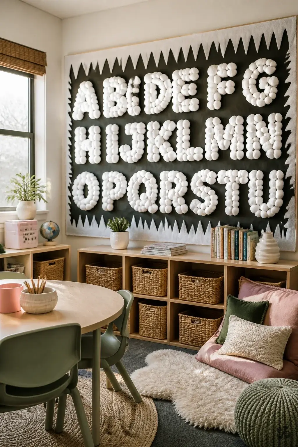 3D Snowball Letters, christmas bulletin board idea