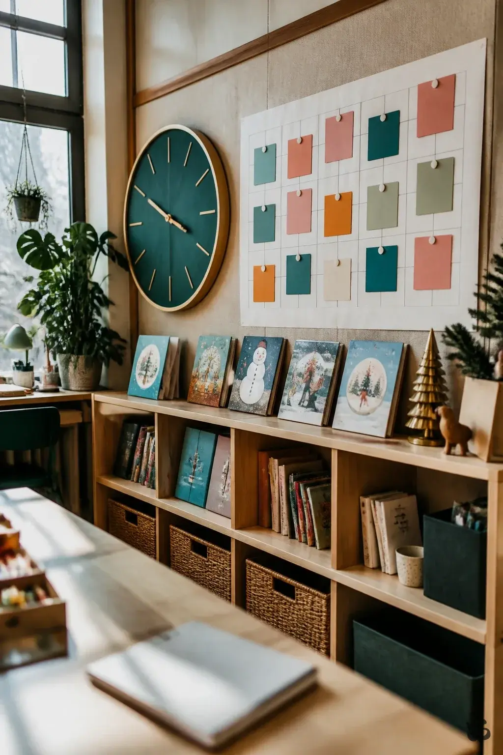 Open House History Shelf, christmas bulletin board idea