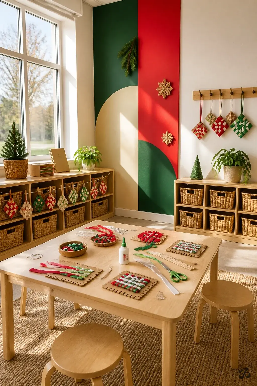 Holiday Ribbon Weave Ornaments, classroom christmas gift for students