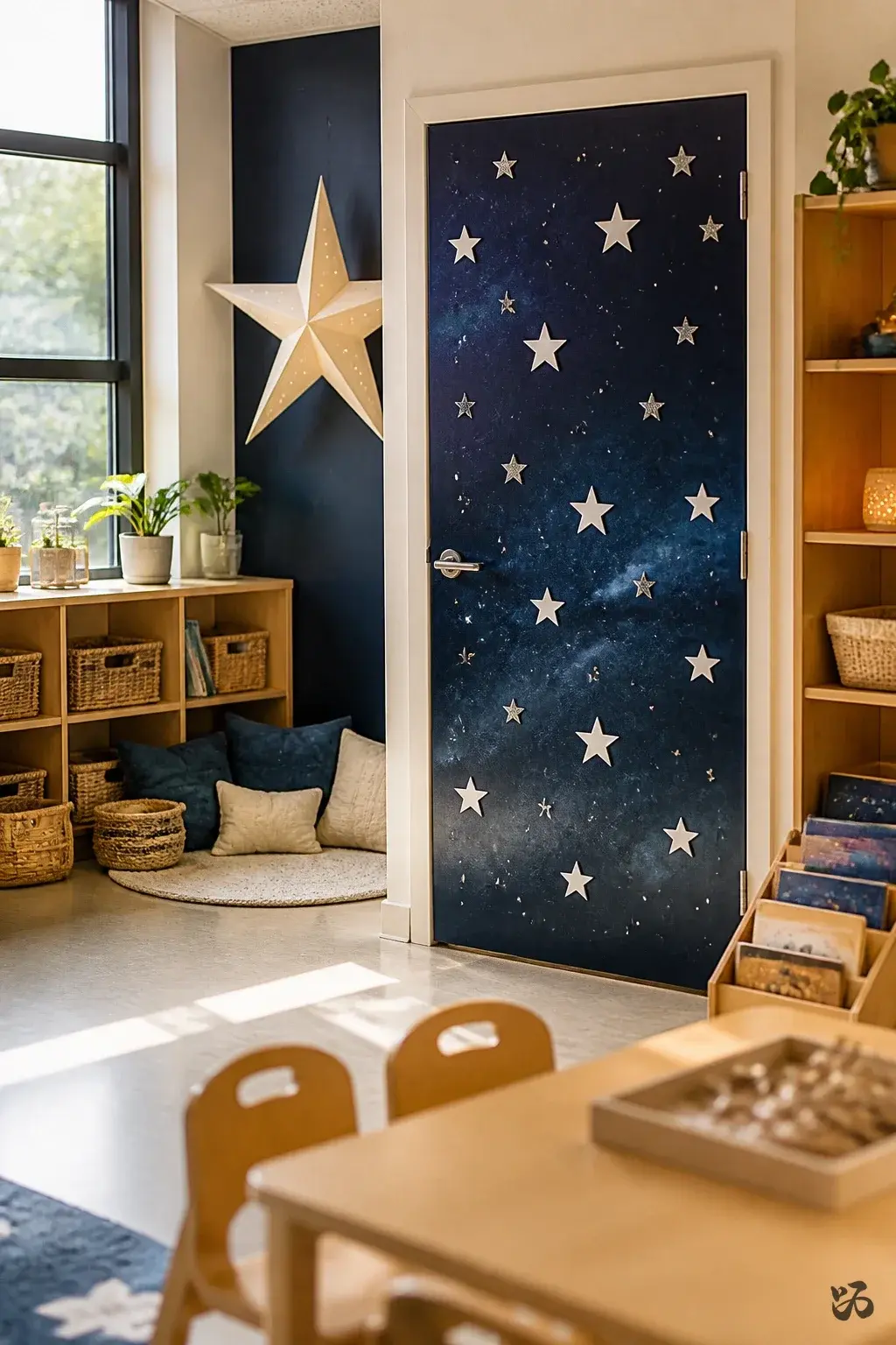 Starry Night Door, kindergarten christmas classroom door