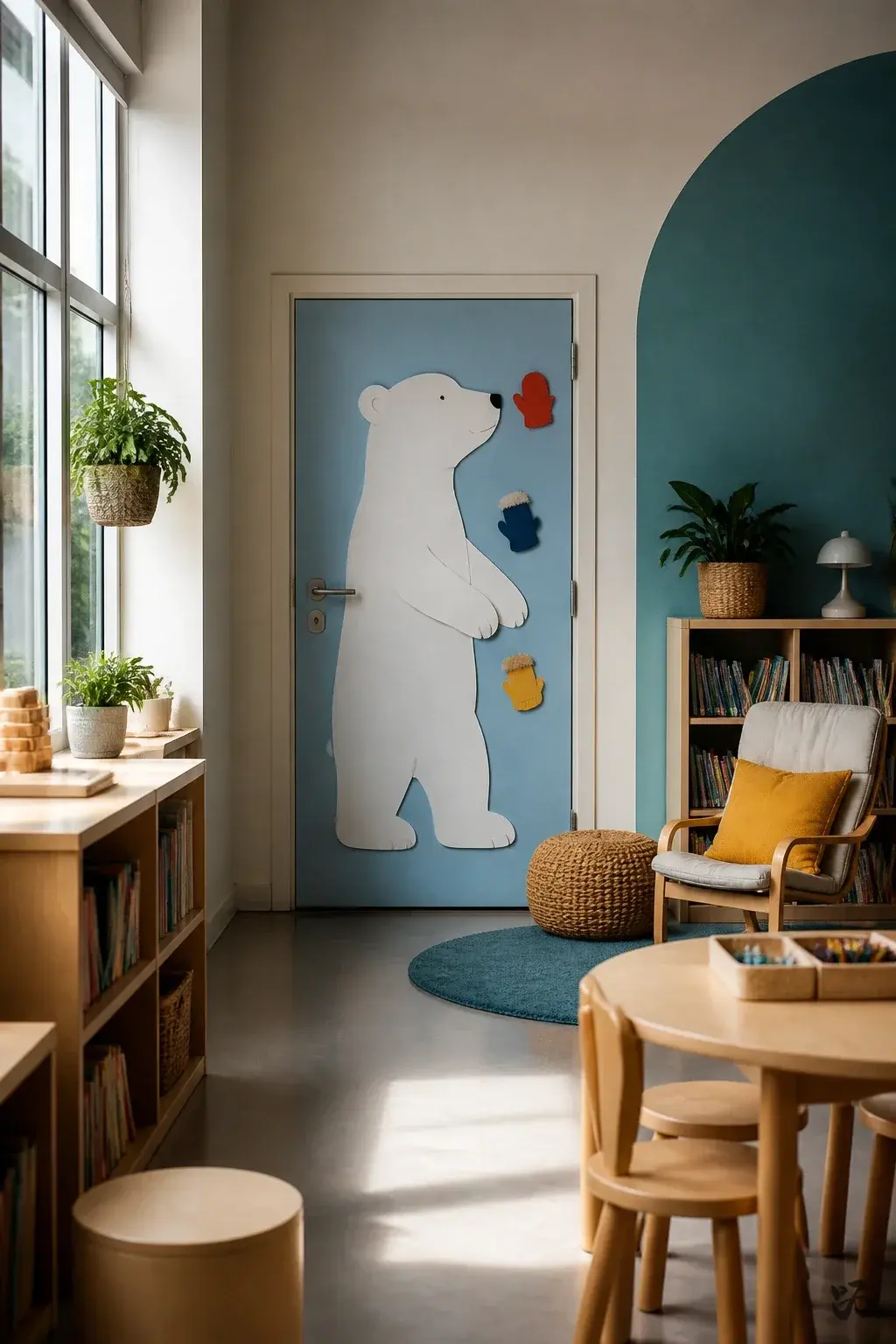 Polar Bear Silhouette Door, kindergarten christmas classroom door