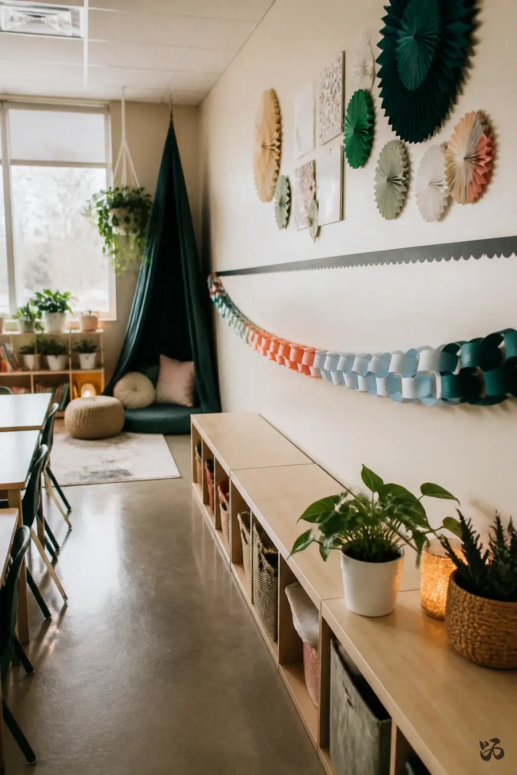 Paper Chain Countdown to Winter Break, calm classroom christmas decor