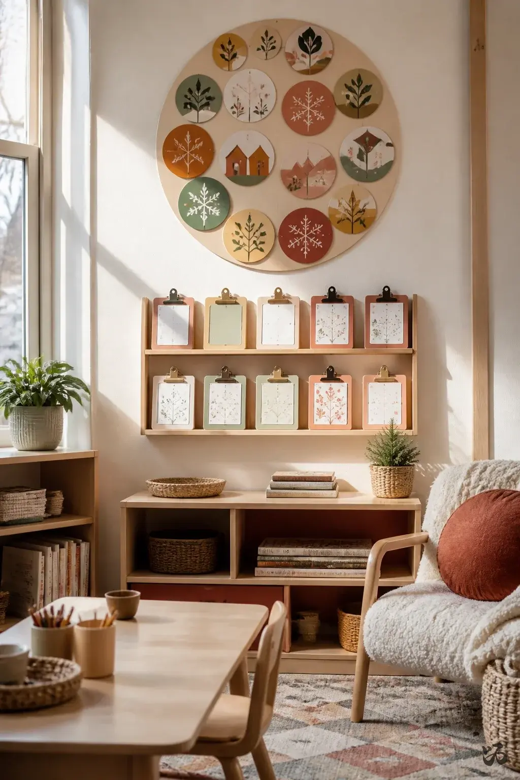 Recipe Cards on a “Cozy Kitchen” Wall, calm classroom christmas decor