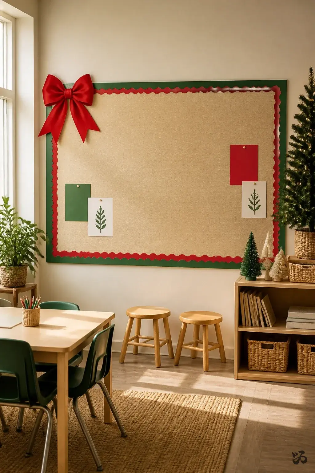 Festive Bulletin Board Borders Reimagined, calm classroom christmas decor