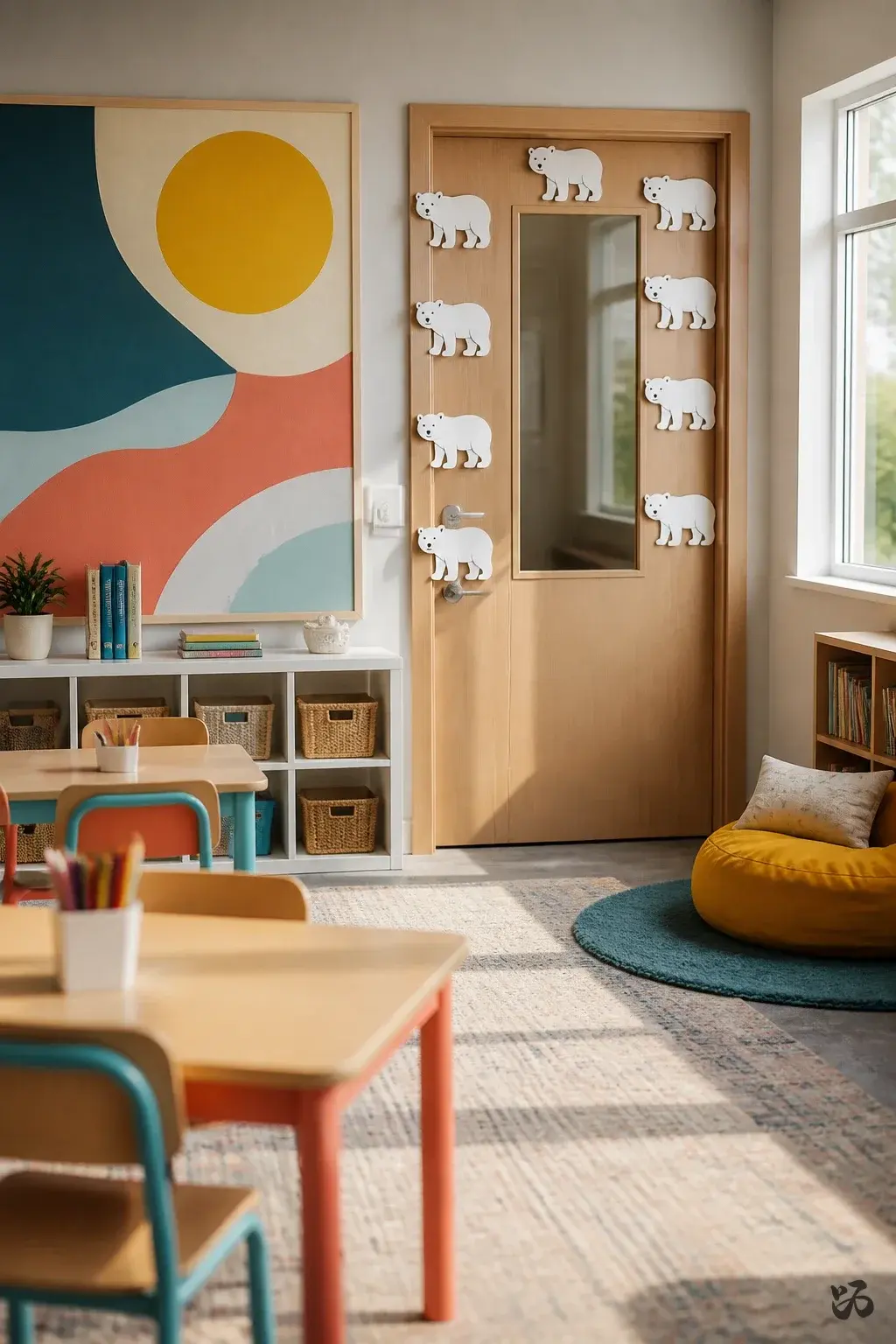 Polar Bear Name Tags for the Door, calm classroom christmas decor