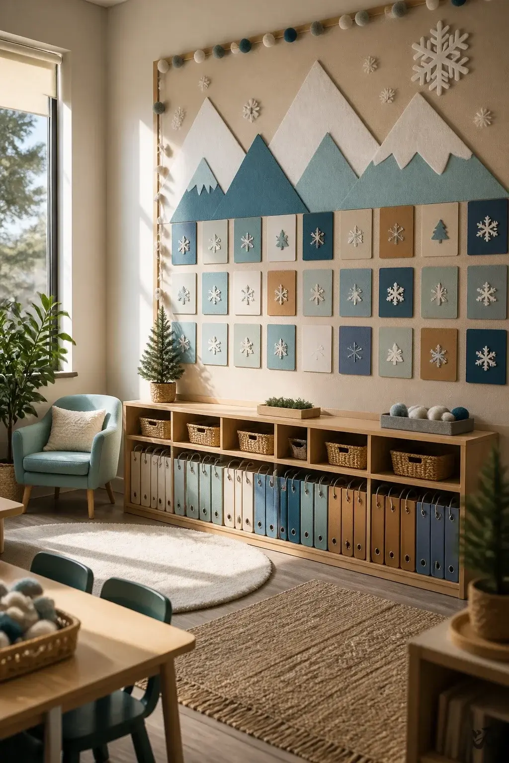 Winter Word Wall Refresh, calm classroom christmas decor