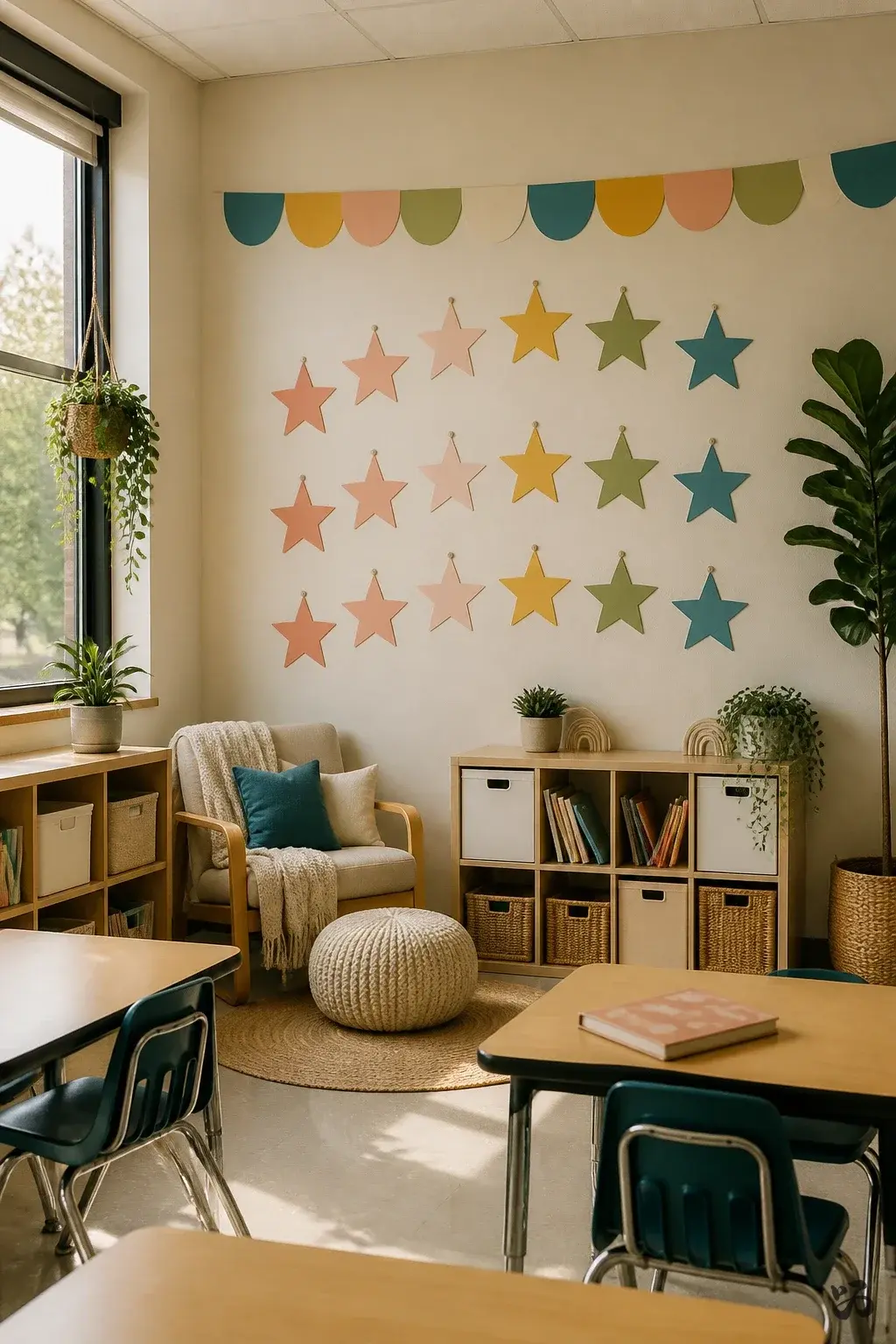 Classroom birthday wall idea: Birthday Stars on a Plain Wall