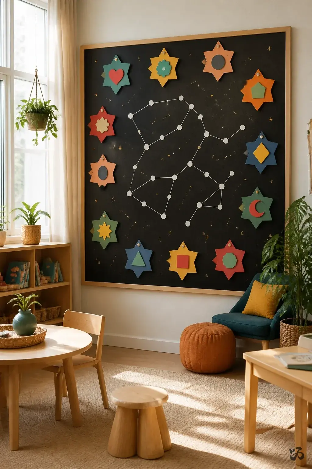 Classroom birthday wall idea: Birthday Constellations in Color