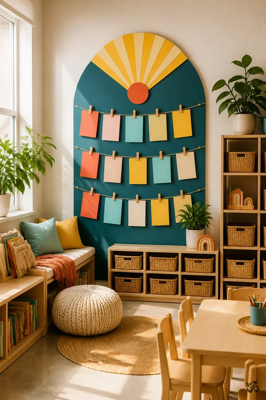 Classroom birthday wall idea: Birthday Themed Open House Card Wall