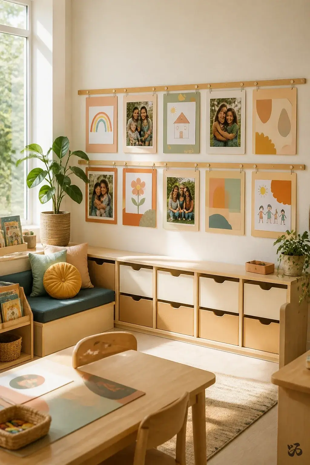 Classroom wall decor idea: Family Portrait Wall