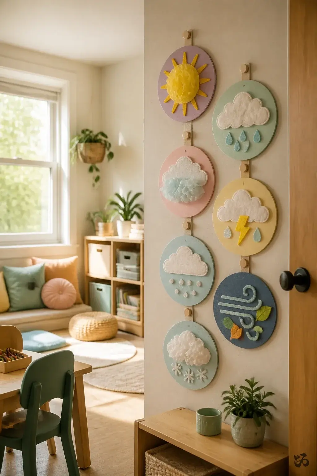Classroom wall decor idea: Weather-Inspired Wall Collage