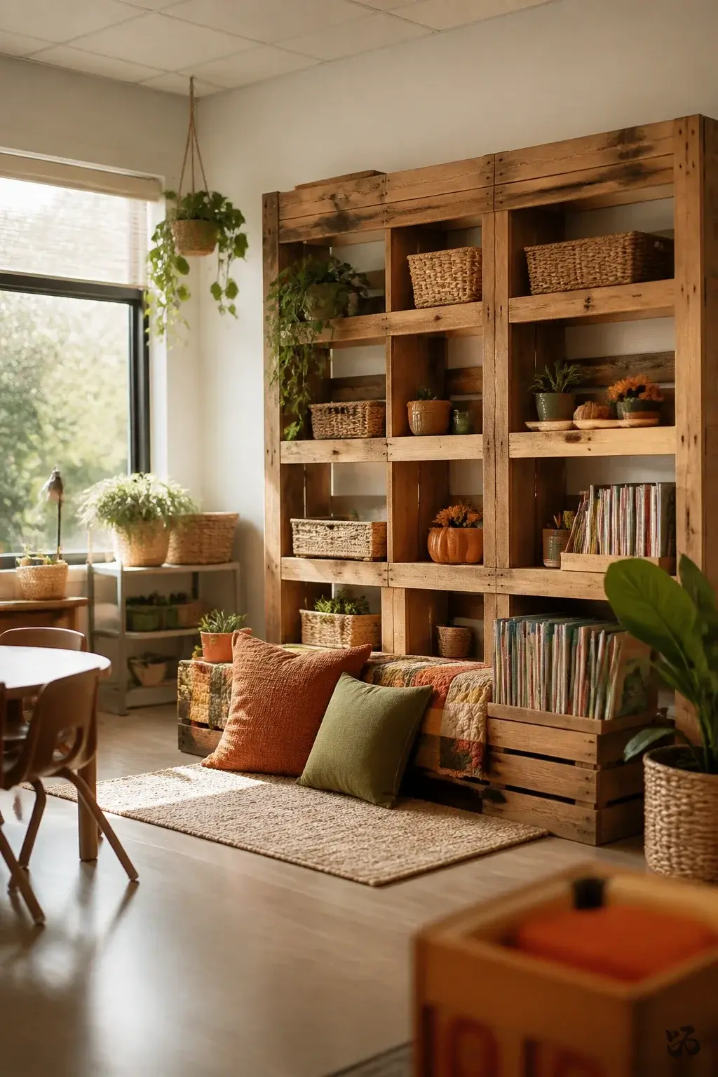 Classroom reading corner idea: Cozy Rug and Pillow Reading Nook