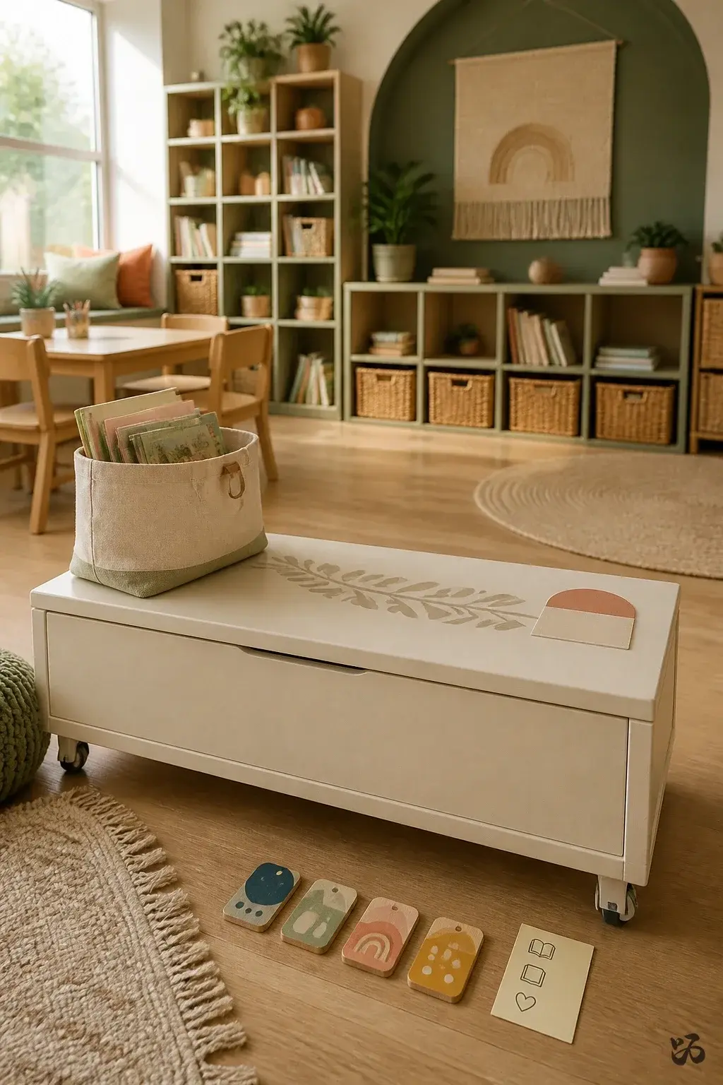 Classroom reading corner idea: Rolling Story Bench