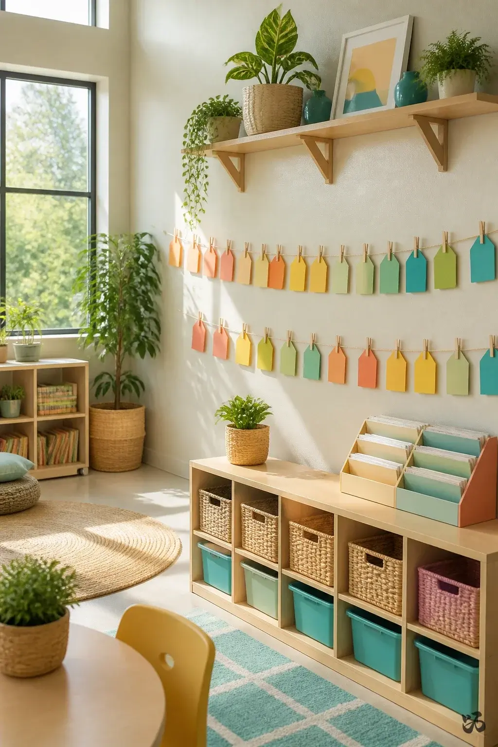 Classroom reading corner idea: Wall Alphabet Reading Clips
