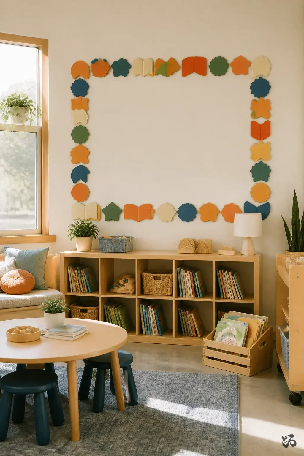 Classroom reading corner idea: Foam Shape Frame Library Wall
