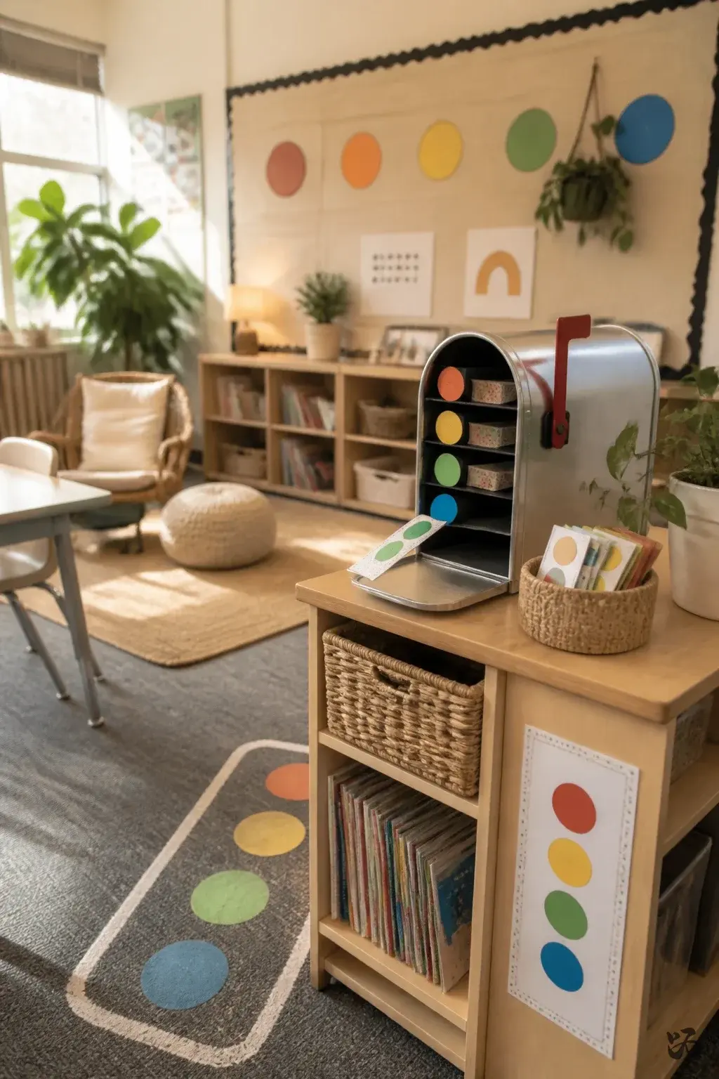 Classroom reading corner idea: Book Mailbox Station