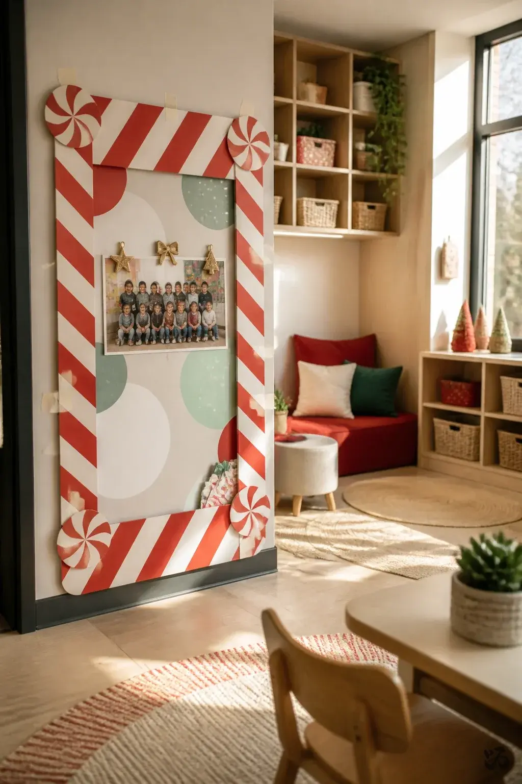 Christmas classroom display idea: Peppermint Photo Booth Frame