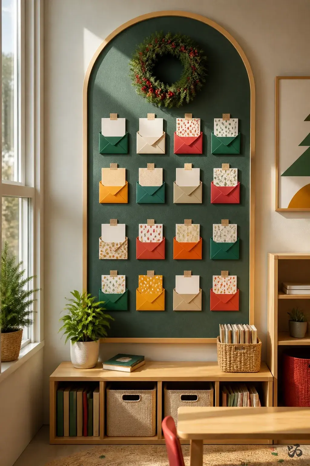 Christmas classroom display idea: Gratitude Wall of Family Notes (Compact Version)