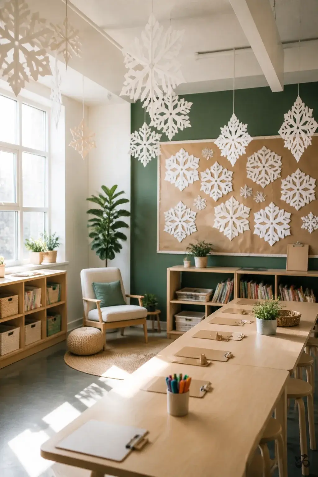 Christmas classroom party idea: Snowflake Story Station