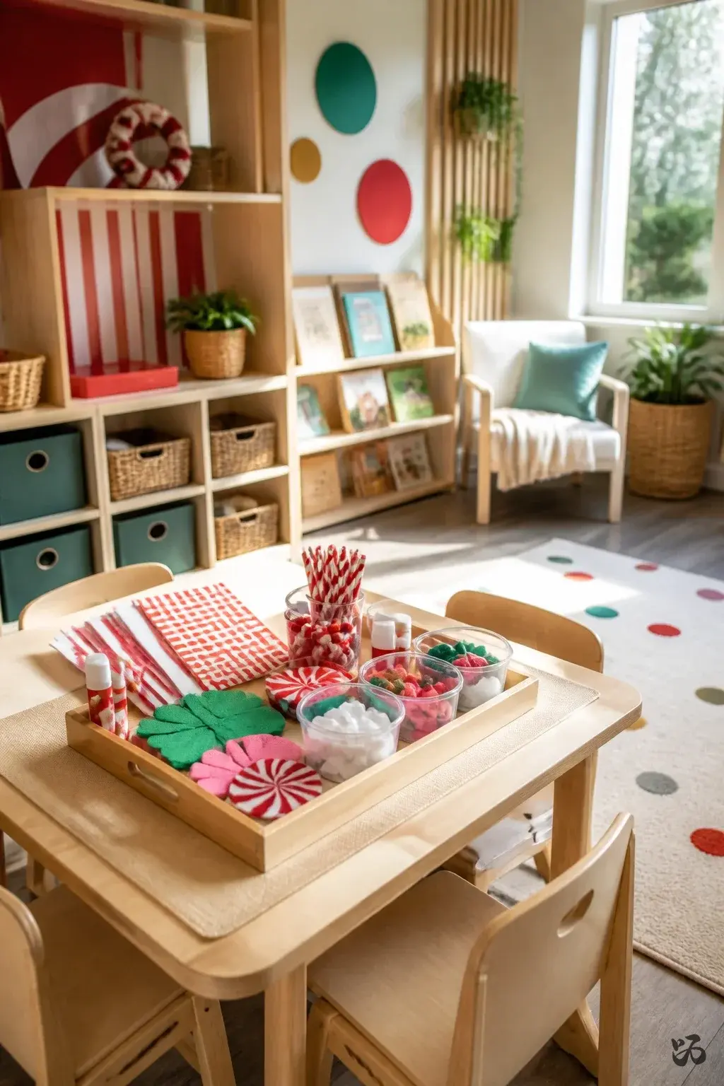 Christmas classroom party idea: Candy-Centered Craft Tray