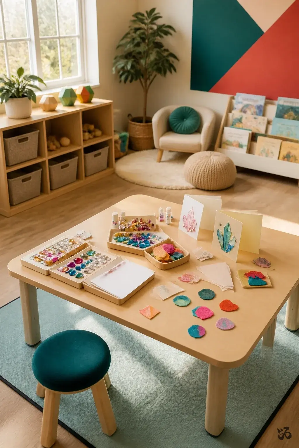 Christmas classroom party idea: Sparkly Card Decorating Station