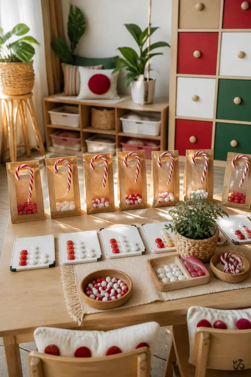 Christmas classroom party idea: Candy Cane Math Bags