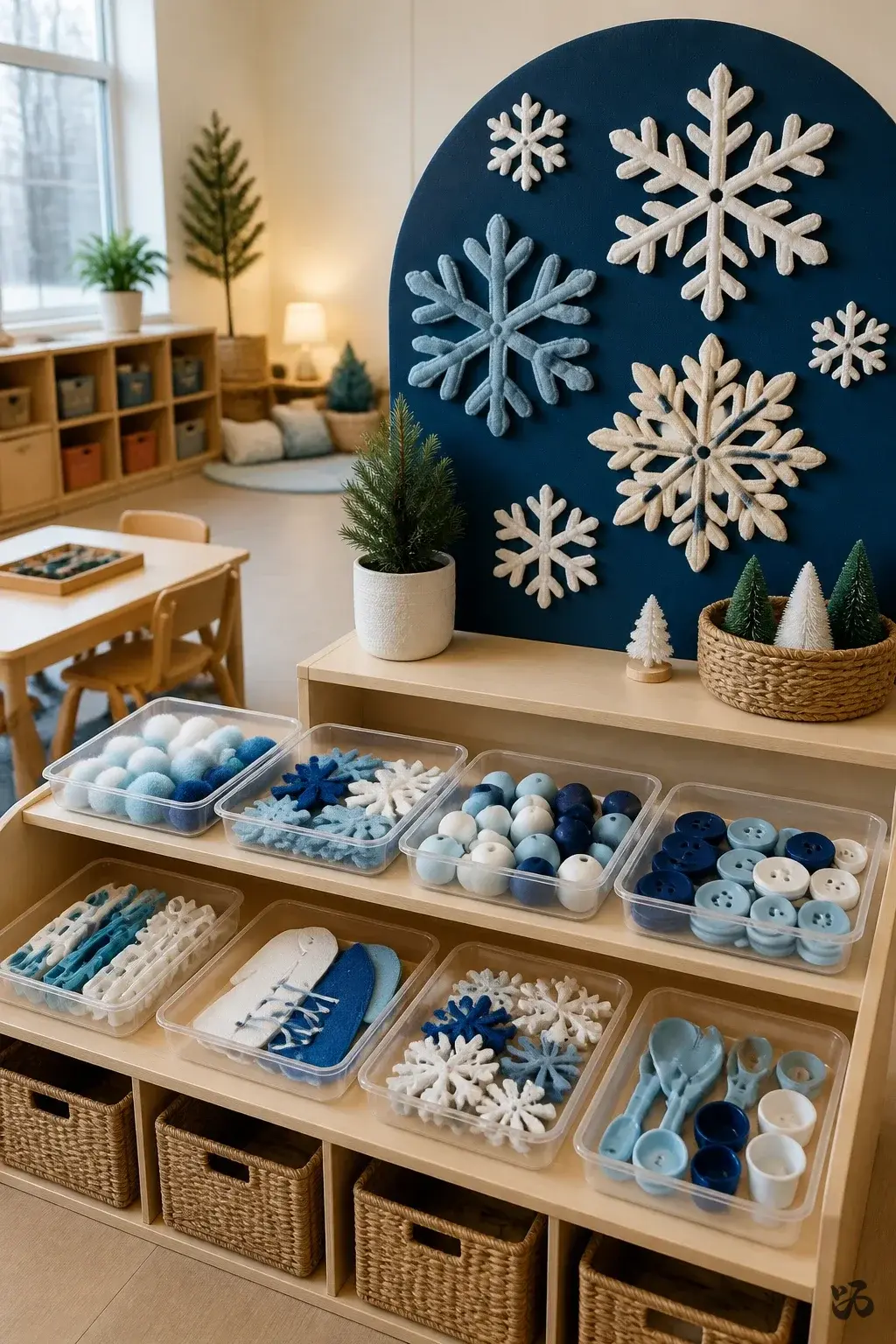 Christmas classroom party idea: Winter Themed Fine Motor Bins