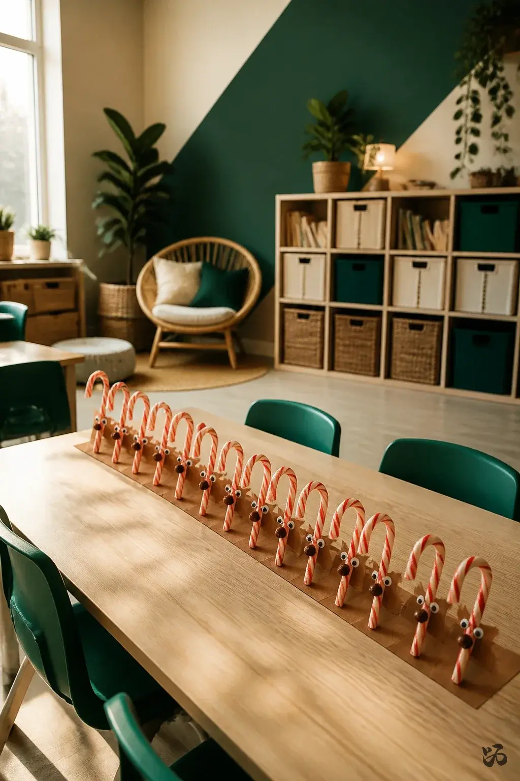 Nut-free Christmas classroom treat or craft: Crunchy Candy Cane Reindeer