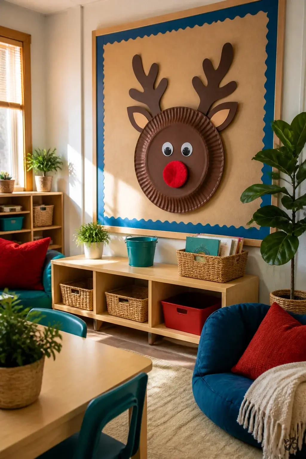 Nut-free Christmas classroom treat or craft: Colorful Paper Plate Reindeer