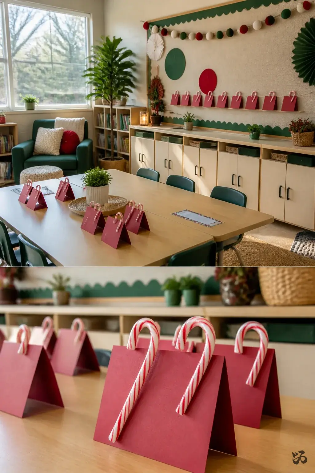 Nut-free Christmas classroom treat or craft: Candy Cane Place Card Treasures