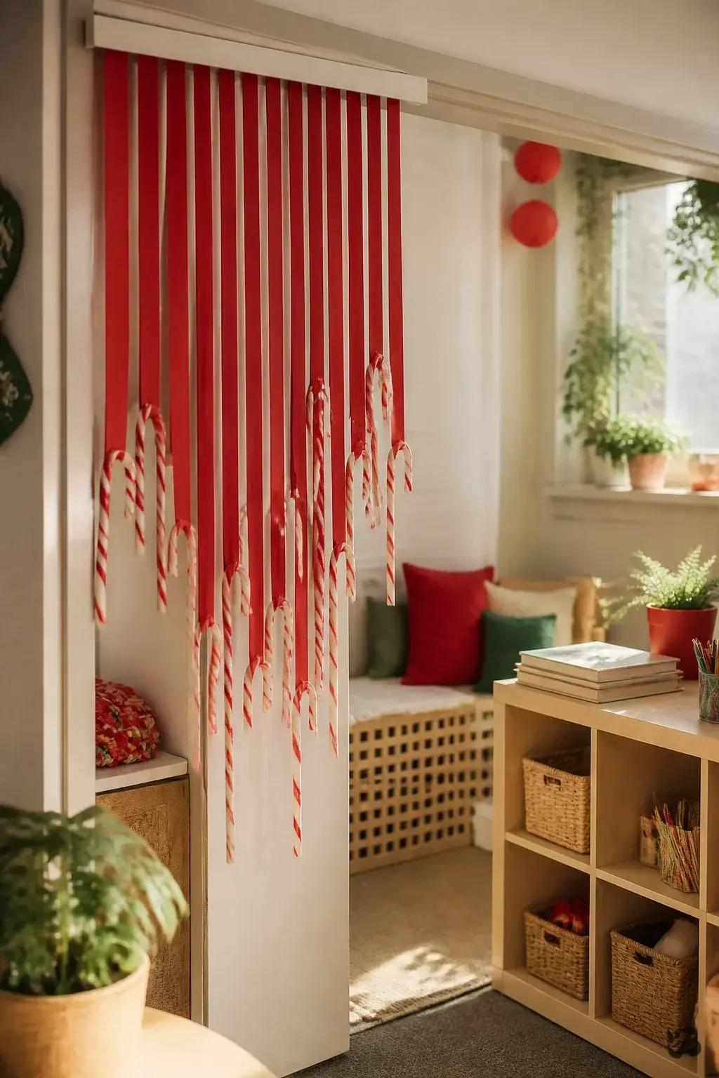 Nut-free Christmas classroom treat or craft: Peppermint Stick Wind Chimes