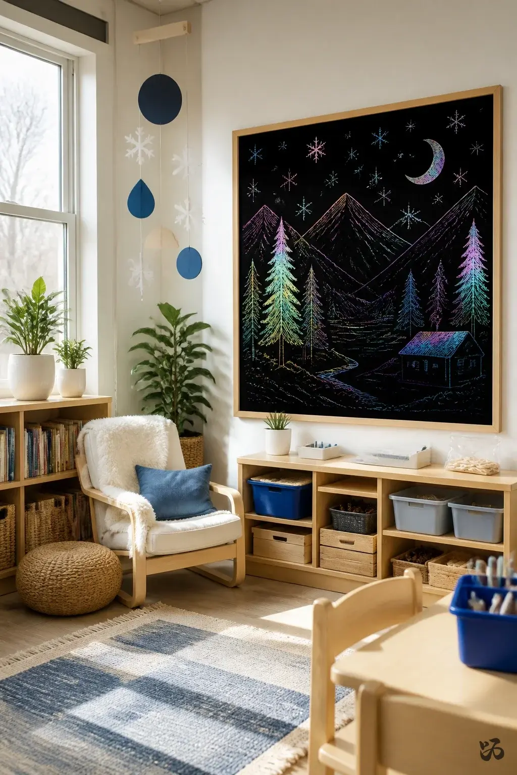 Nut-free Christmas classroom treat or craft: Winter Scene Scratch Art