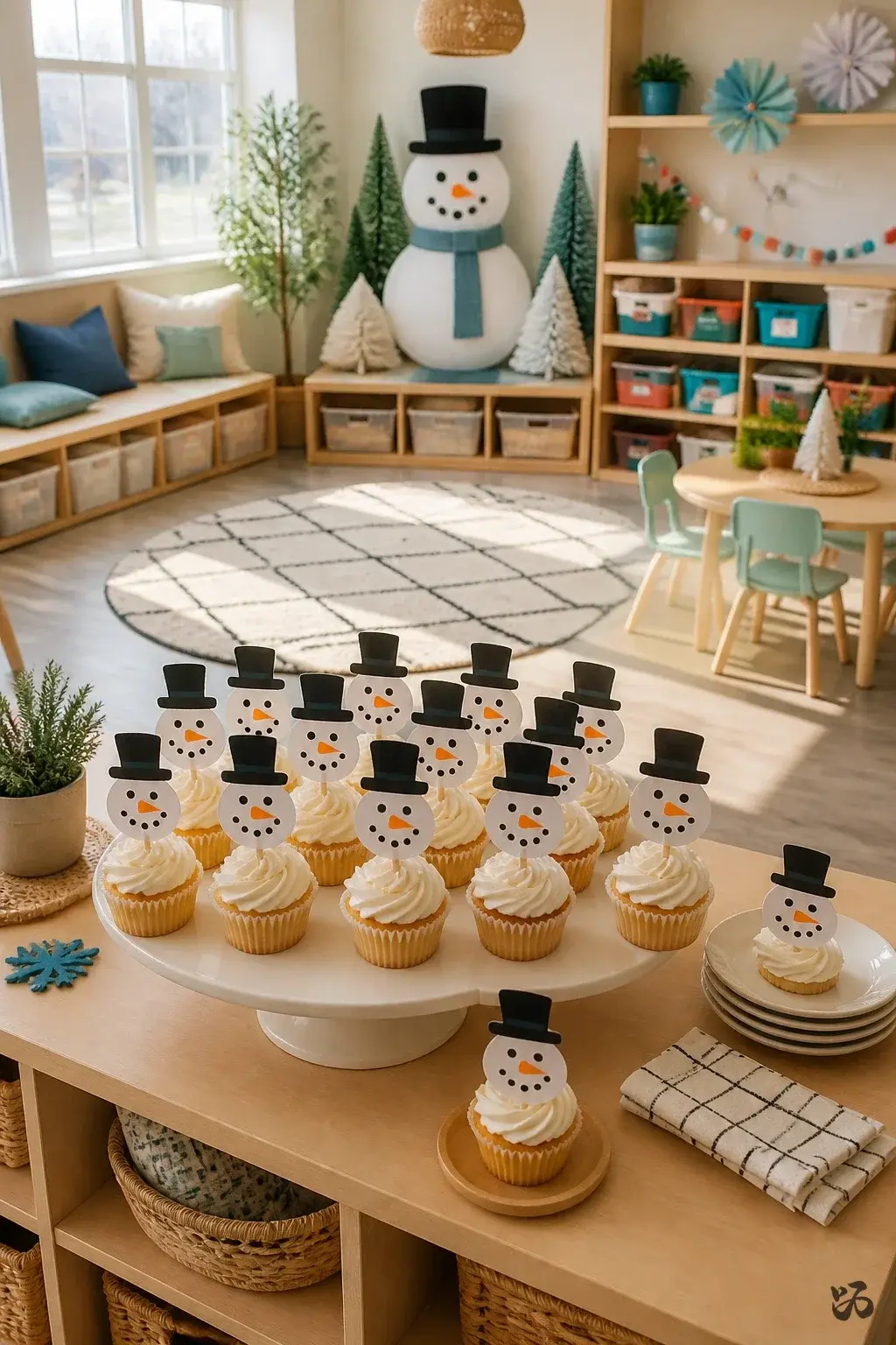 Nut-free Christmas classroom treat or craft: Snowman Cupcake Toppers (Nut-Free)